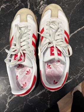 Adidas Samba White and Red Low-Top Sneakers